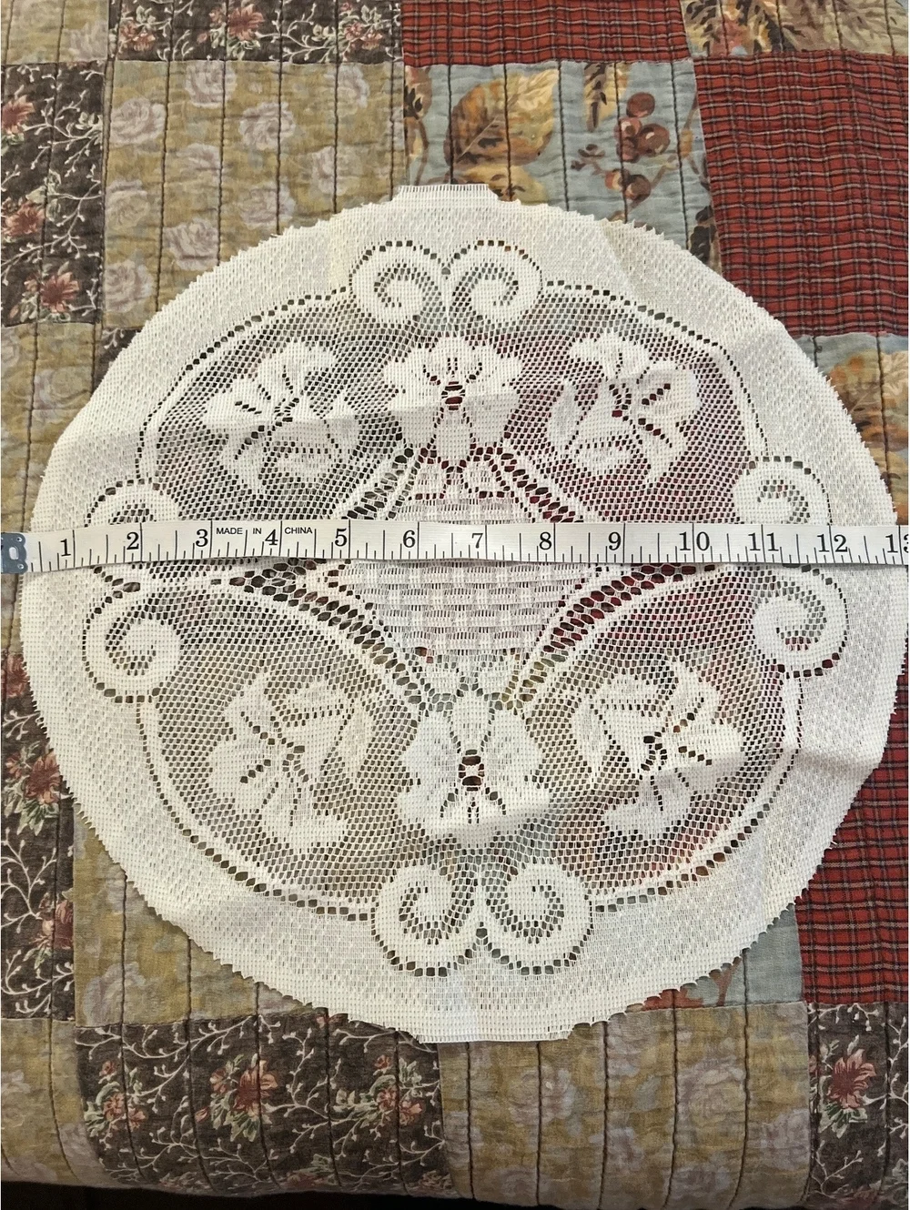 Set of 2 Vintage White Crochet Lace Round Doilies